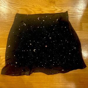 Black Star Studded Rayon Skirt with Polyester Lining ⭐️🌙🔮